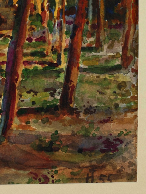 Monogramm HT Aquarell Wald 1955