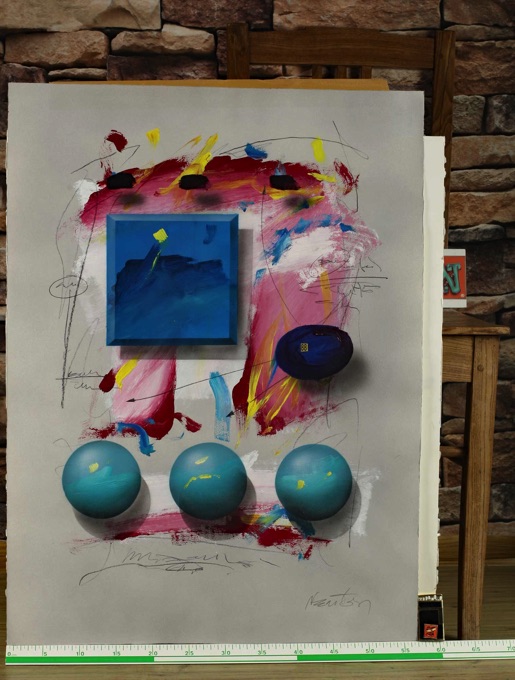 Newton Acrylgemälde Kugeln abstrakt