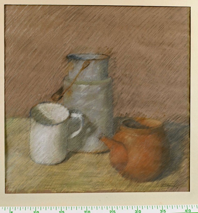 Norbert Frensch 1960 Pastell von 1979 Stillleben Kanne
