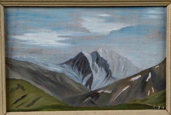 Ölgemälde 1944 antik Alpen Berge