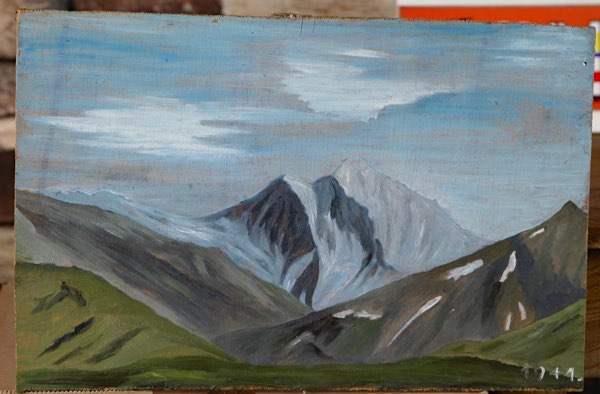 Ölgemälde 1944 antik Alpen Berge