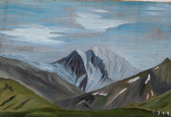 Ölgemälde 1944 antik Alpen Berge