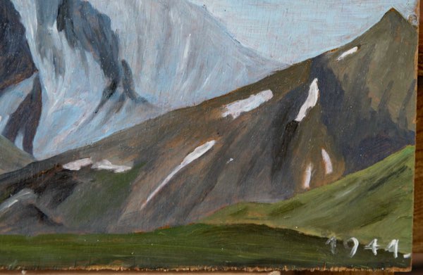 Ölgemälde 1944 antik Alpen Berge