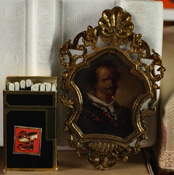 Ölgemälde antik Miniatur Portrait Edelmann Lara Lord Byron Gegenstück vorhanden