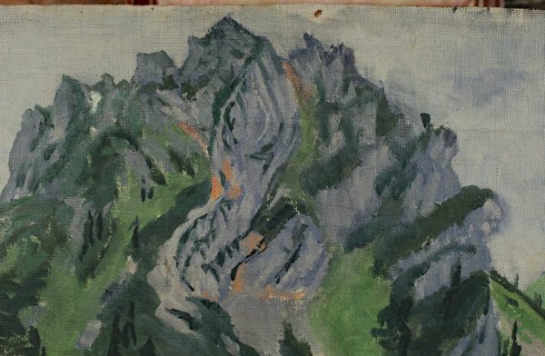 Ölgemälde antik Alpen See 1917