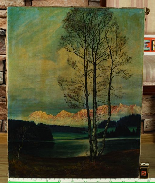 Ölgemälde antik Baum Landschaft Schmutz
