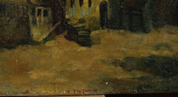 Ölgemälde antik Impressionist Windmühle Haus