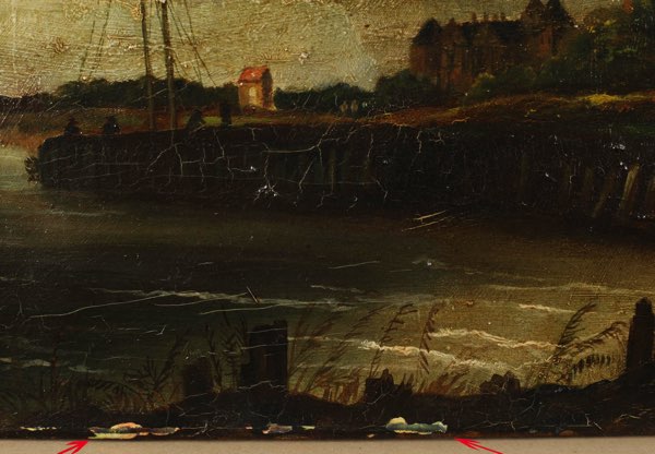 Ölgemälde antik Impressionist Windmühle Landschaft