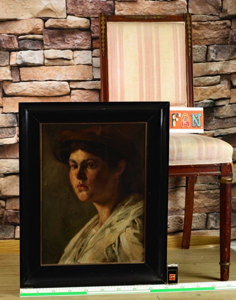 Ölgemälde antik Portrait Frau Hut Wien