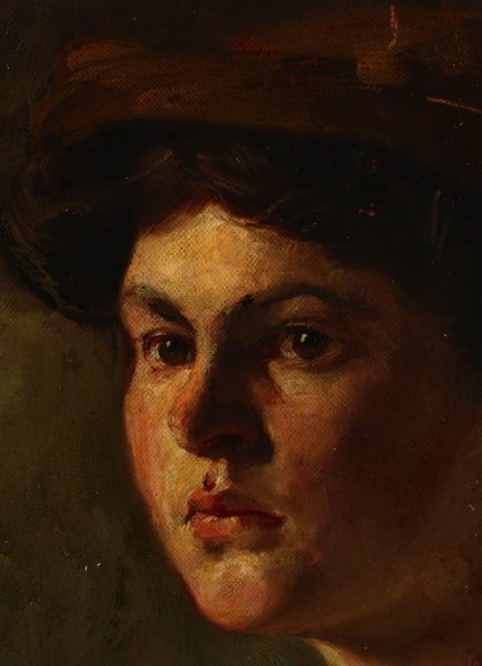 Ölgemälde antik Portrait Frau Hut Wien