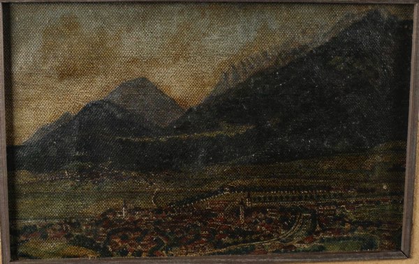 Altmeister Ölgemälde antik Stadt Österreich Alpen Salzburg Innsbruck Barock