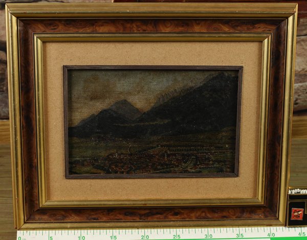 Ölgemälde antik Stadt Alpen Österreich Salzburg