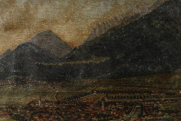Ölgemälde antik Stadt Alpen Österreich Salzburg