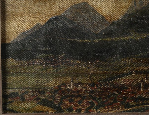 Ölgemälde antik Stadt Alpen Österreich Salzburg