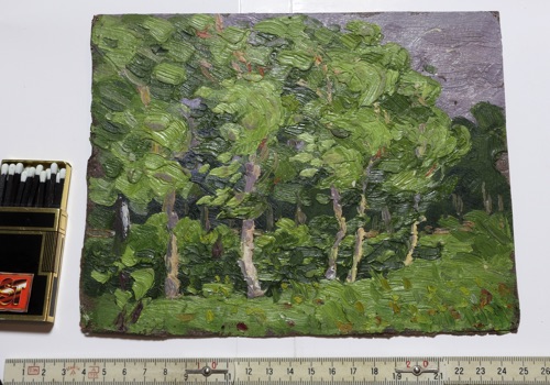 Ölgemälde antik Wald Bäume signiert 1906 Impressionist