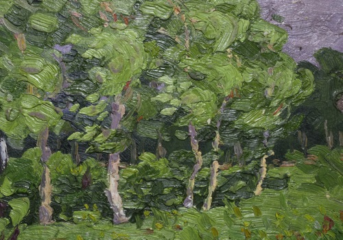 Ölgemälde antik Wald Bäume signiert 1906 Impressionist