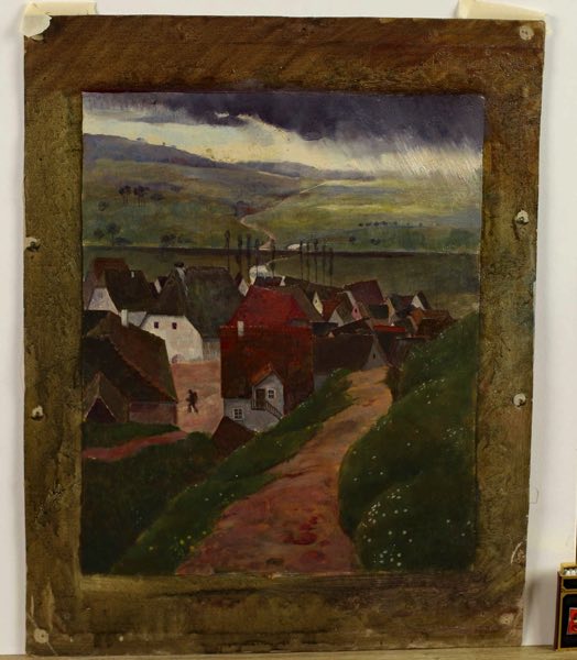Ölgemälde expressiv antik Dorf Landschaft