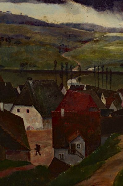 Ölgemälde expressiv antik Dorf Landschaft