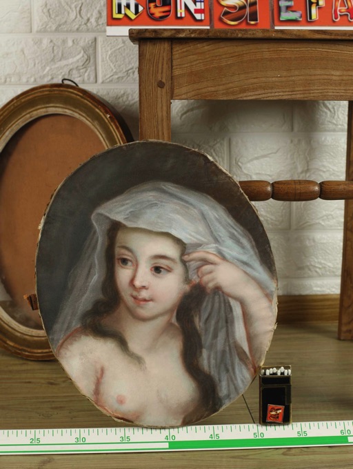 Pastell Portrait antik Akt oval