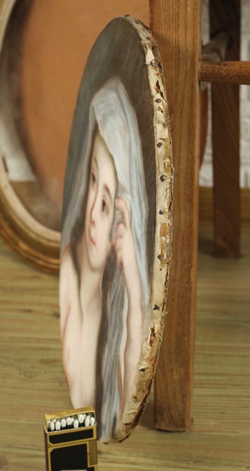 Pastell Portrait antik Akt oval