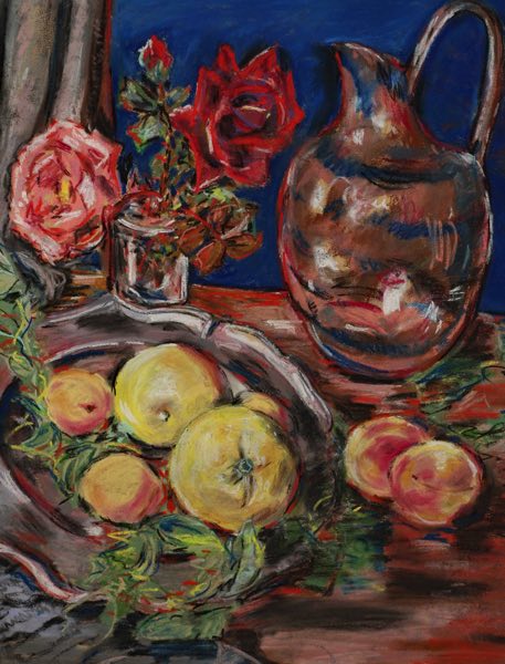 Pastell antik Stillleben Obst Rosen