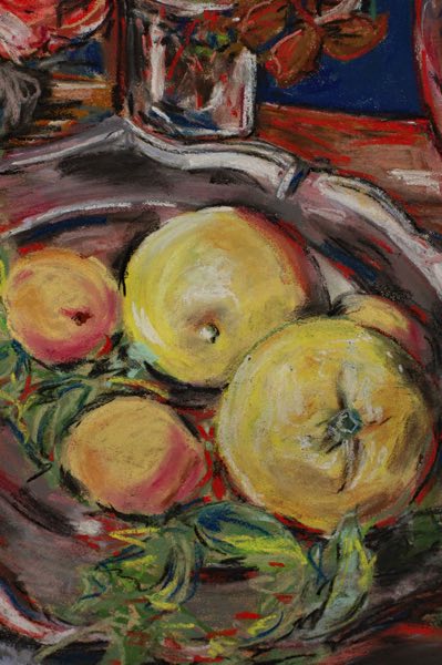 Pastell antik Stillleben Obst Rosen
