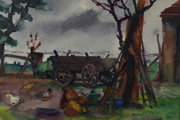 Paul Grünwald Aquarell antik Mahlow 1914
