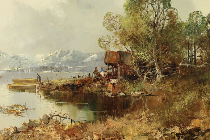 Paul Ingfried Henze Morro Ölgemälde Waldsee Landschaft