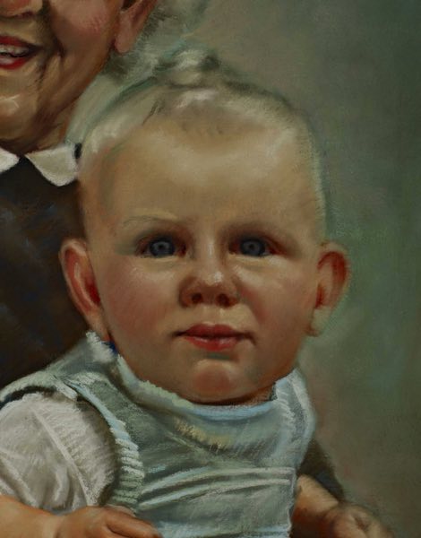 Paul Keck Pastell Gemälde Omi Baby 1964