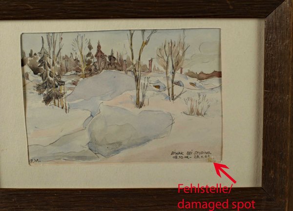 Paul Mayr Aquarell Biwak Stupino Russland 1942