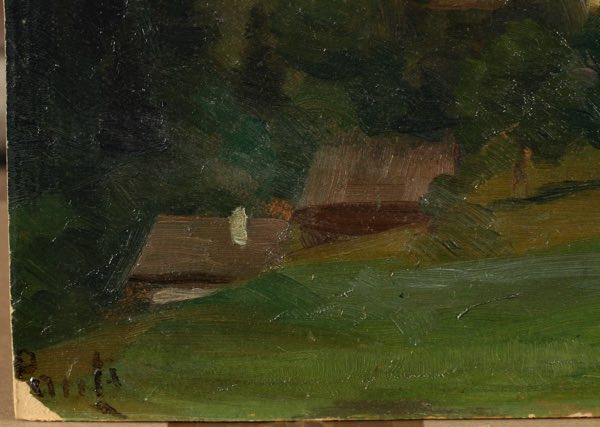 Pauls Ölgemälde antik Landschaft Haus
