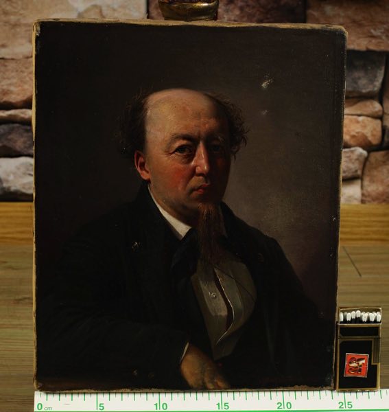 Peter Baumgartner Ölgemälde antik Portrait Mann Kinnbart 1858