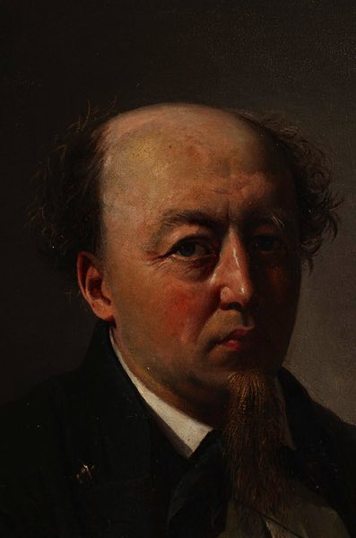 Peter Baumgartner Ölgemälde antik Portrait Mann Kinnbart 1858