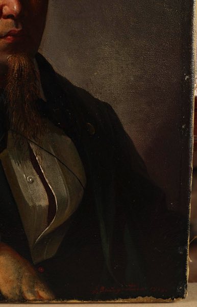 Peter Baumgartner Ölgemälde antik Portrait Mann Kinnbart 1858