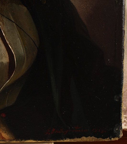 Peter Baumgartner Ölgemälde antik Portrait Mann Kinnbart 1858