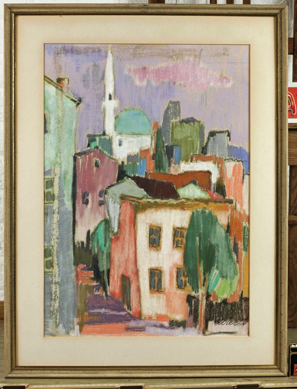 Reiter Pastell 1956 Stadt