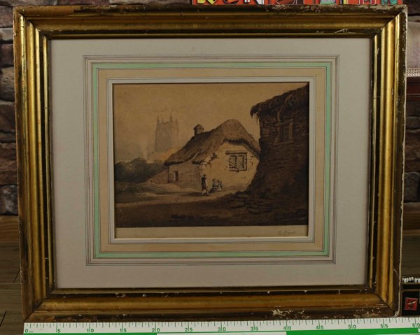 Samuel Prout Aquarell antik Dorfansicht