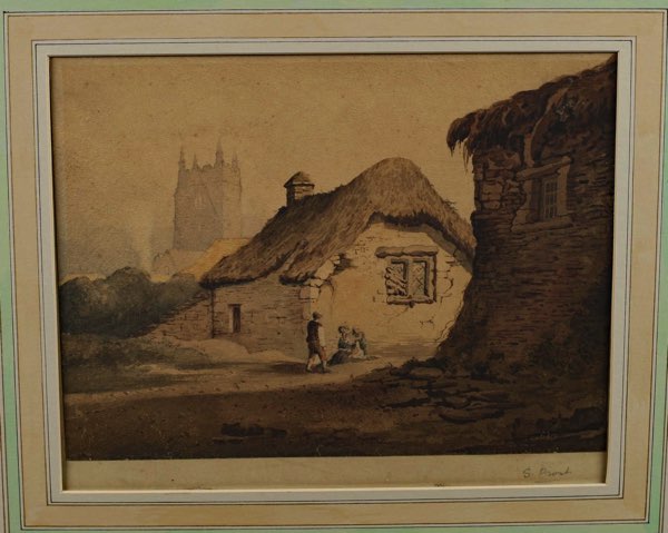 Samuel Prout Aquarell antik Dorfansicht