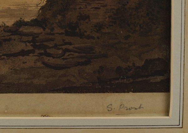Samuel Prout Aquarell antik Dorfansicht