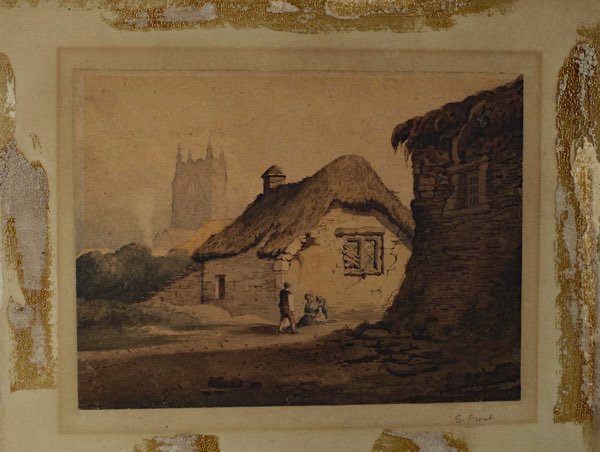 Samuel Prout Aquarell antik Dorfansicht