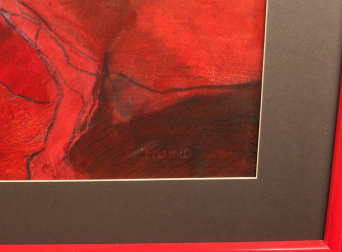 Schwind Gemälde von 1974 Synapse Komposition rot Grossformat