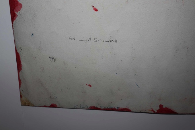 Schwind Gemälde von 1974 Synapse Komposition rot Grossformat