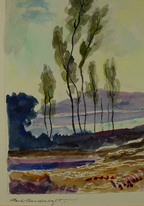 Soptil Aquarell älter Herbstlandschaft
