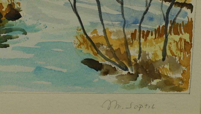 Soptil Aquarell älter Sommerlandschaft