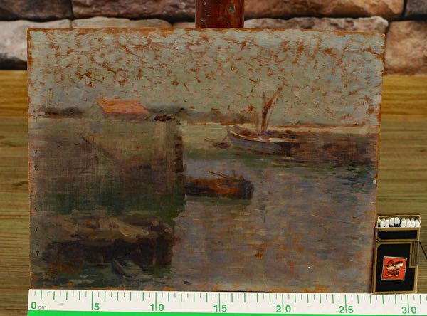 unleserlich signiert Stolze Stolzl Ölgemälde antik Impressionist expressiv Hafen