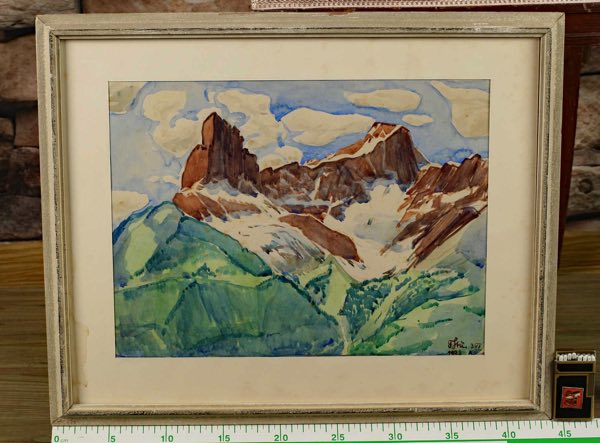 Stürn Aquarell antik 1928 Oftringen Olpen Schweiz