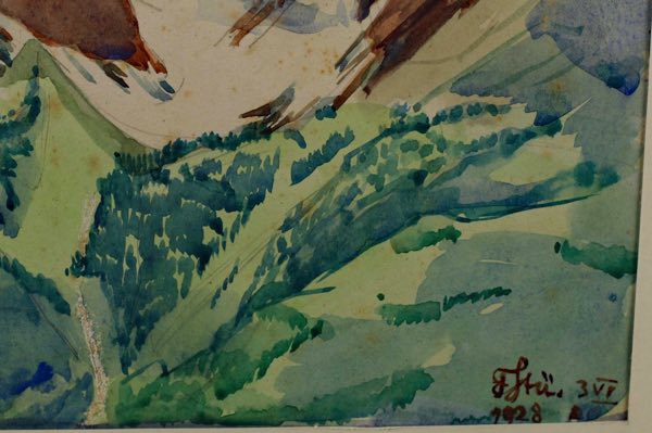 Stürn Aquarell antik 1928 Oftringen Olpen Schweiz