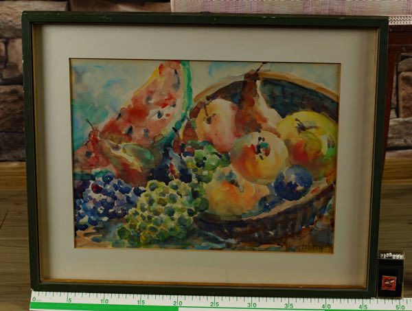 Theo Tschrepp Aquarell Obst Korb