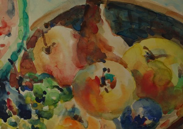 Theo Tschrepp Aquarell Obst Korb