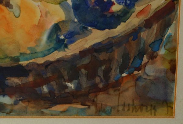 Theo Tschrepp Aquarell Obst Korb